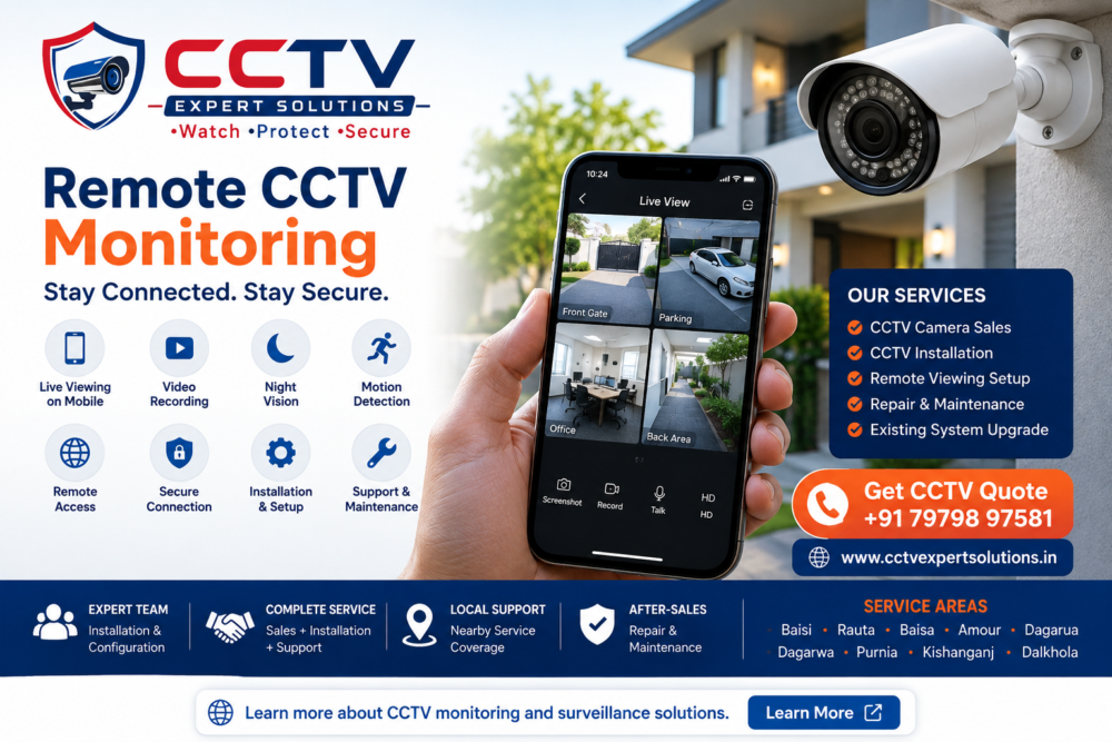 Remote CCTV monitoring with mobile viewing and CCTV camera installation